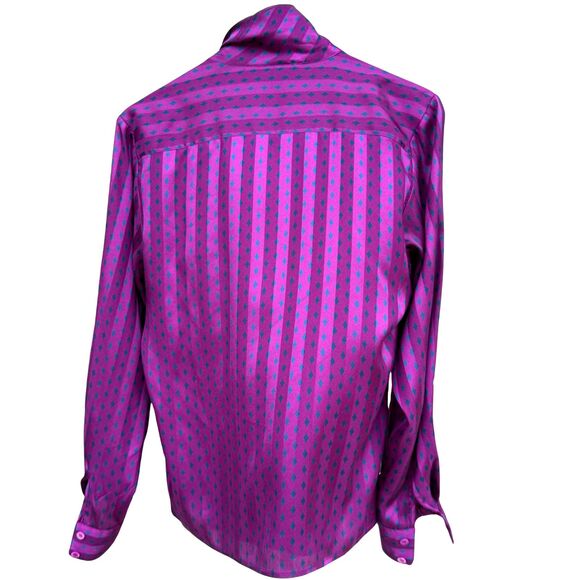 Vintage Evan-Picone Secretary Blouse Magenta Geometric Print Size 10 - Picture 3 of 4
